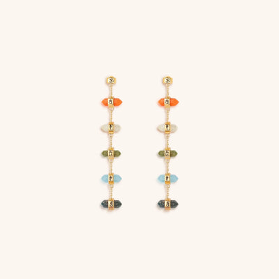 Rainbow of Hope Multi Stone Pointer Chakra Drop Earrings, by Karma and Luck