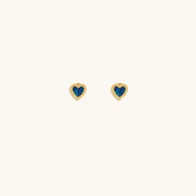 Loving Vibes Lab Blue Opal Heart Earrings