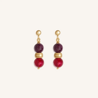 Poised Radiance Garnet & Rhodolite Gold Stud Earrings