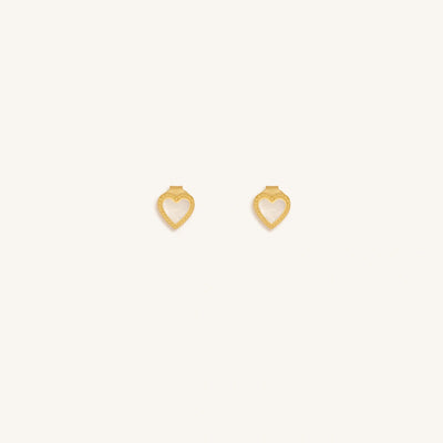 Enchanted Soul Mother of Pearl Heart Gold Earrings