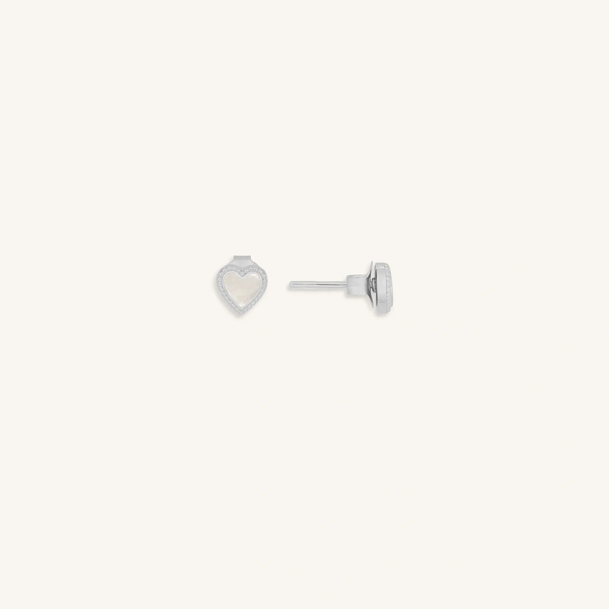 Spiritual Abundance Mother of Pearl Silver Heart Earrings