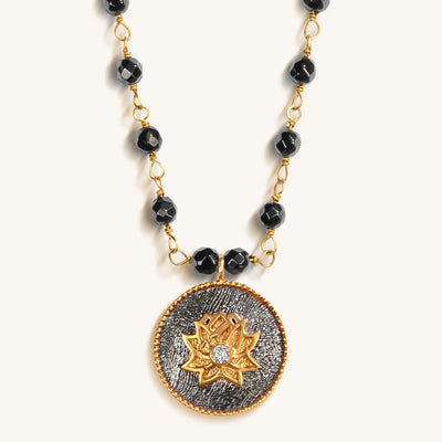 Enlightenment Hope Hematite Lotus Necklace, by Karma and Luck