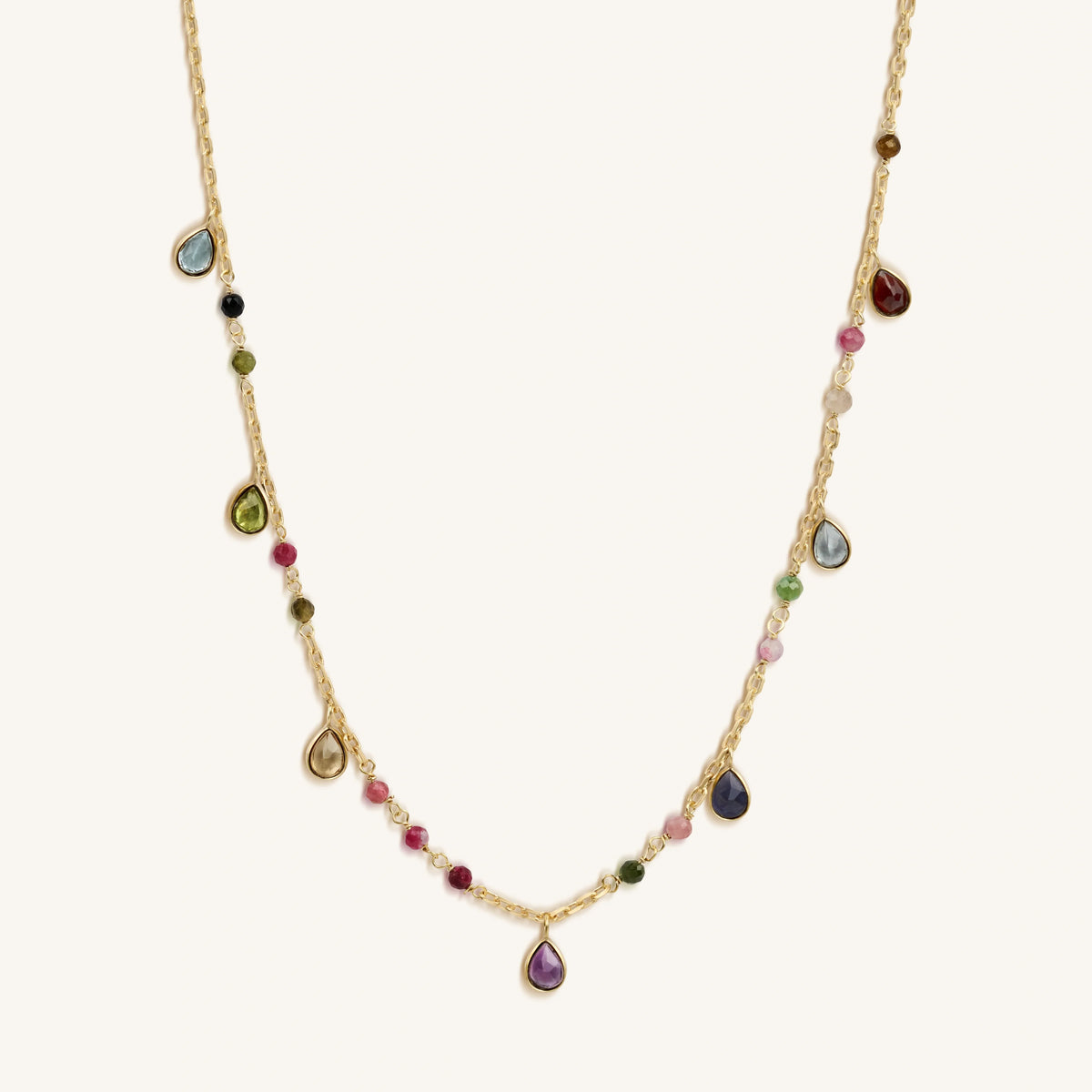 Graceful Delight Multi-Color Sapphire and Tourmaline Necklace