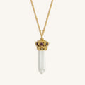 Crown of Abundance Clear Crystal and 7 Chakra Stones Necklace - Image 6
