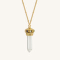Crown of Abundance Clear Crystal and 7 Chakra Stones Necklace - Image 1