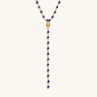 Whisper of Truth Evil Eye Lapis Lazuli Rosary Necklace