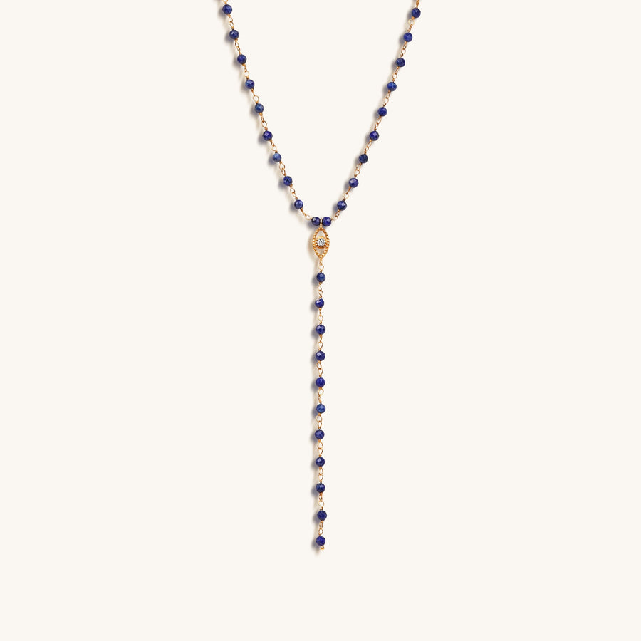 Whisper of Truth - Evil Eye Lapis Lazuli Rosary Necklace