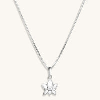Divine Virtue White Enamel Diamond Lotus Necklace