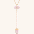 Open Hearted - Gold Rose Quartz Evil Eye Double Pointer Necklace 1