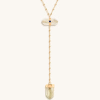 Vibrationally High Gold Citrine Evil Eye Double Pointer Necklace