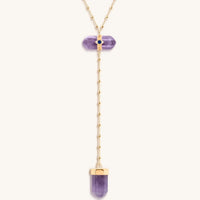 Soothing Remedy Gold Amethyst Evil Eye Double Pointer Necklace