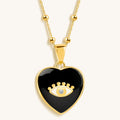Grounded in Love Black Onyx Heart Diamond Evil Eye Necklace 3