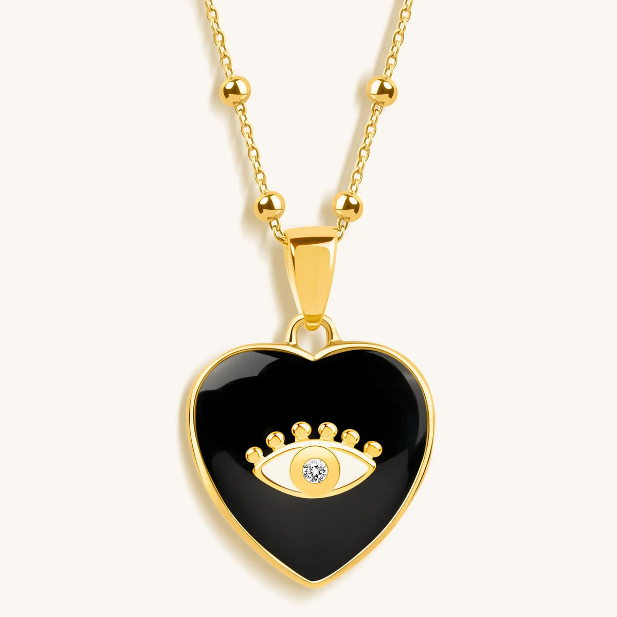 Grounded in Love Black Onyx Heart Diamond Evil Eye Necklace
