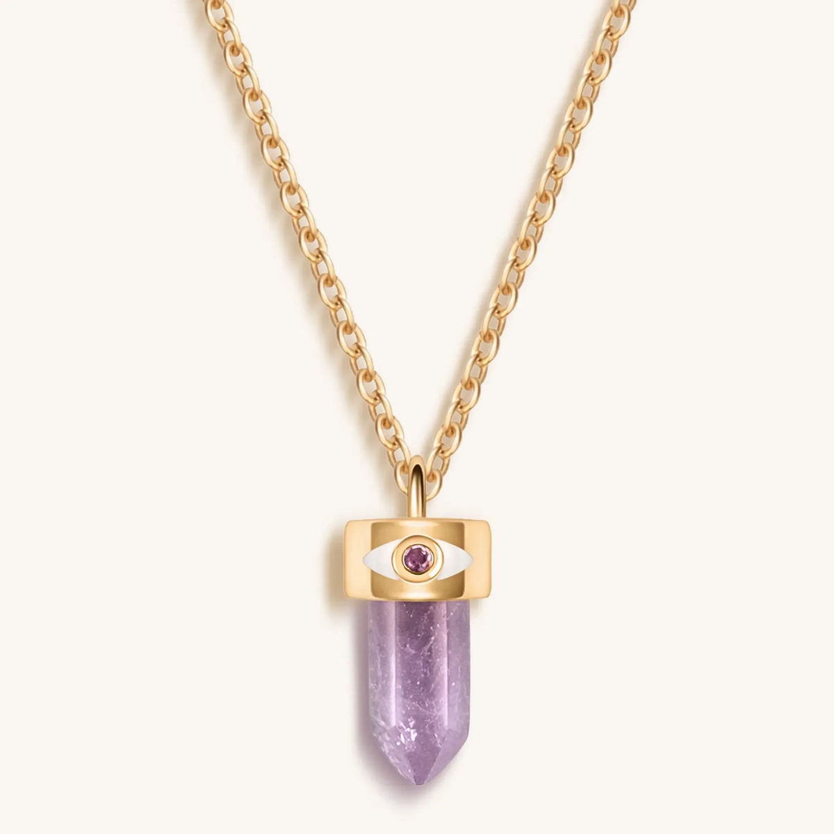 Serene Tranquility Amethyst Evil Eye Pointer Necklace