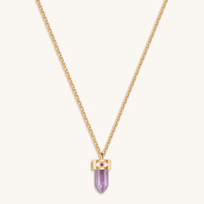 Serene Tranquility Amethyst Evil Eye Pointer Necklace