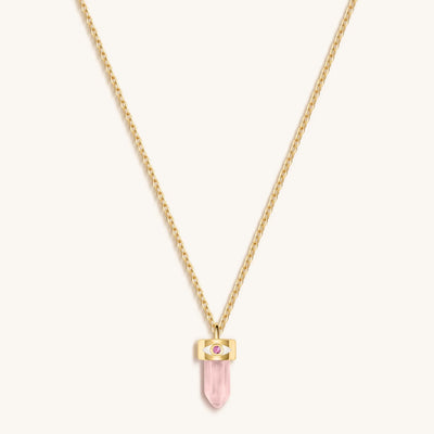 Delicate Guidance Rose Quartz Evil Eye Pointer Necklace
