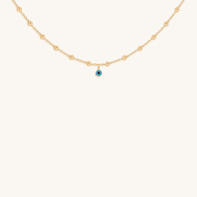 Glowing Perspective Turquoise Enamel Evil Eye Necklace