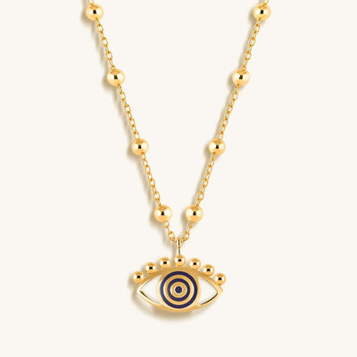 Cheerful Outlook Enamel Evil Eye Pendant Necklace