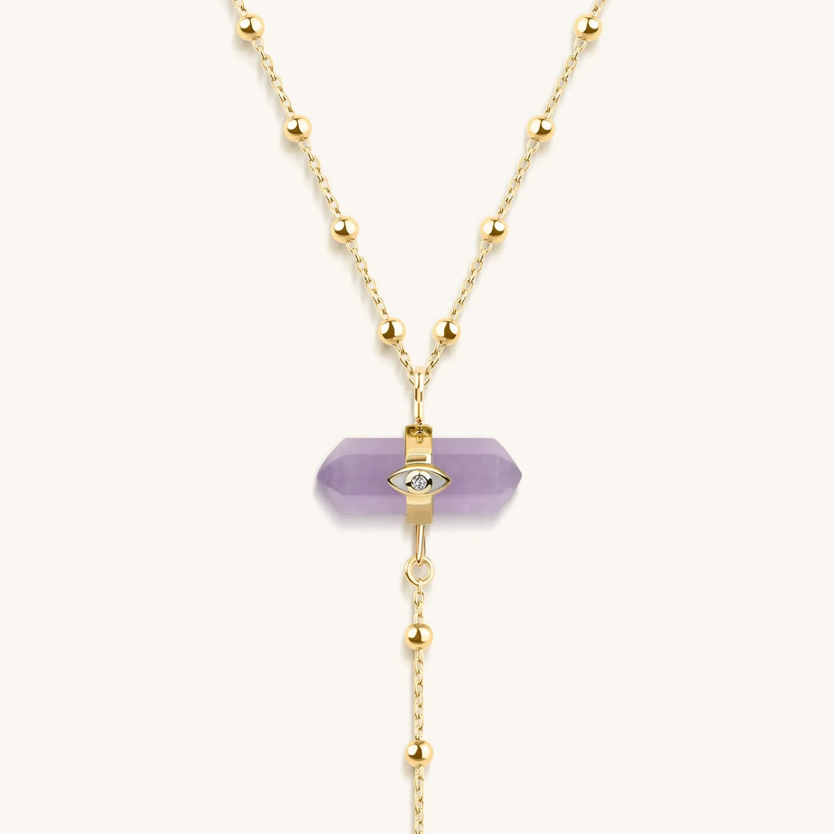 Divine Guidance Amethyst Gold Evil Eye Necklace