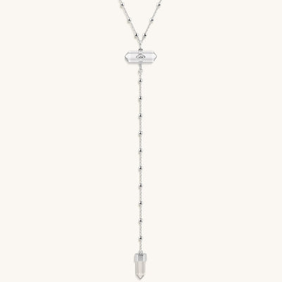 Clear Mind Crystal Quartz Silver Evil Eye Necklace