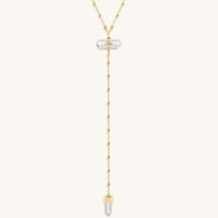 Clear Mind Crystal Quartz Gold Evil Eye Necklace