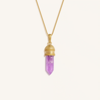 Sacred Tranquility Gold Amethyst Pendant Necklace
