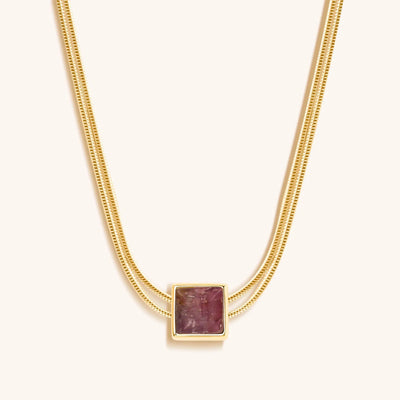 Charm & Harmonize Pink Tourmaline Evil Eye October Birthstone Necklace