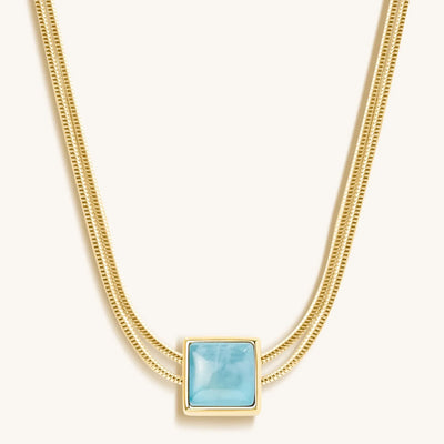 Nurture & Thrive Aquamarine Evil Eye March Birthstone Necklace, by Karma and Luck