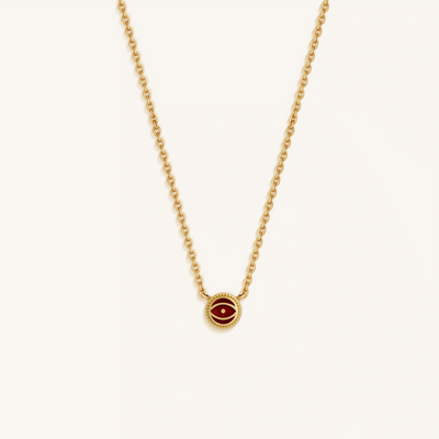 Radiant Shield Garnet January Birthstone Evil Eye Necklace