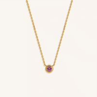 Twilight Guardian Amethyst February Birthstone Evil Eye Gold Necklace