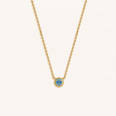 Tidal Serenity Aquamarine March Birthstone Evil Eye Gold Necklace, by Karma and Luck