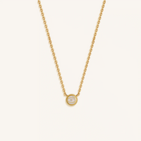 Luminous Sentinel White Quartz April Birthstone Evil Eye Gold Necklace