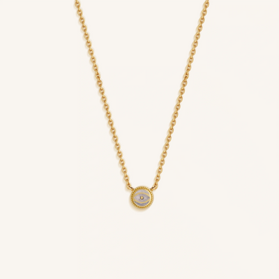 Celestial Shield Moonstone June Birthstone Evil Eye Gold Necklace, by Karma and Luck