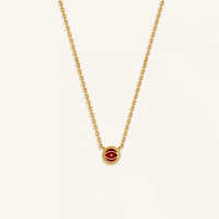 Crimson Guardian Ruby July Birthstone Evil Eye Gold Necklace