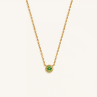 Verdant Vision Peridot August Birthstone Evil Eye Gold Necklace