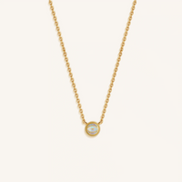 Aurora Whisper Opal October Birthstone Gold Necklace