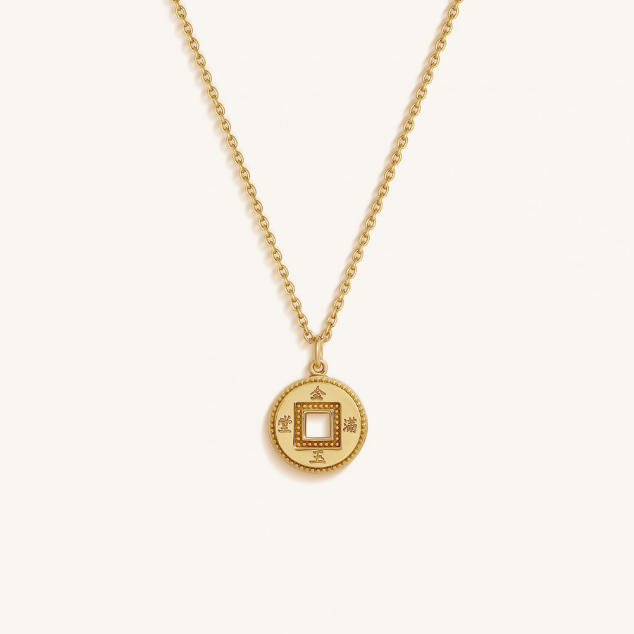 Radiant Fortune Gold Lucky Coin Necklace