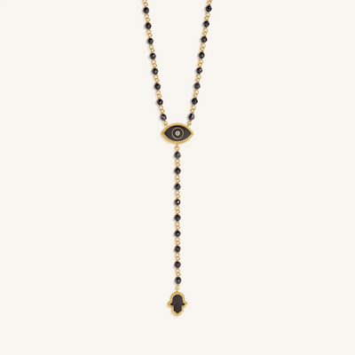 Celestial Ward Aquamarine & Hematite Necklace, by Karma and Luck