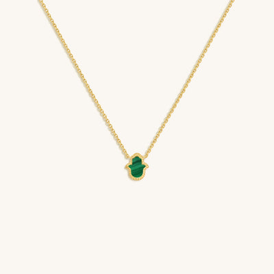 Honest & Bright Malachite Hamsa Gold Necklace