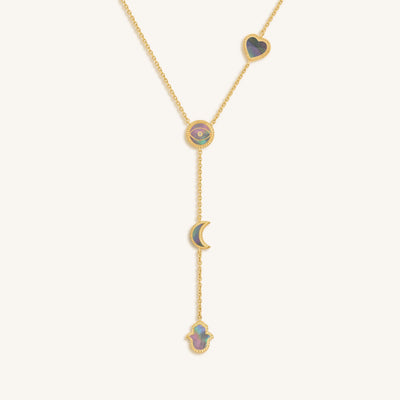 Patient Mind Multi-Symbol Mother of Pearl Necklace, by Karma and Luck