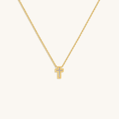 Sweet Surrender Mother of Pearl Cross Gold Necklace