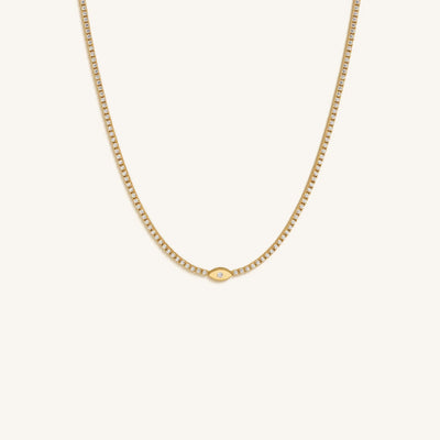 Gracefully Abundant Evil Eye Tennis Necklace, by Karma and Luck