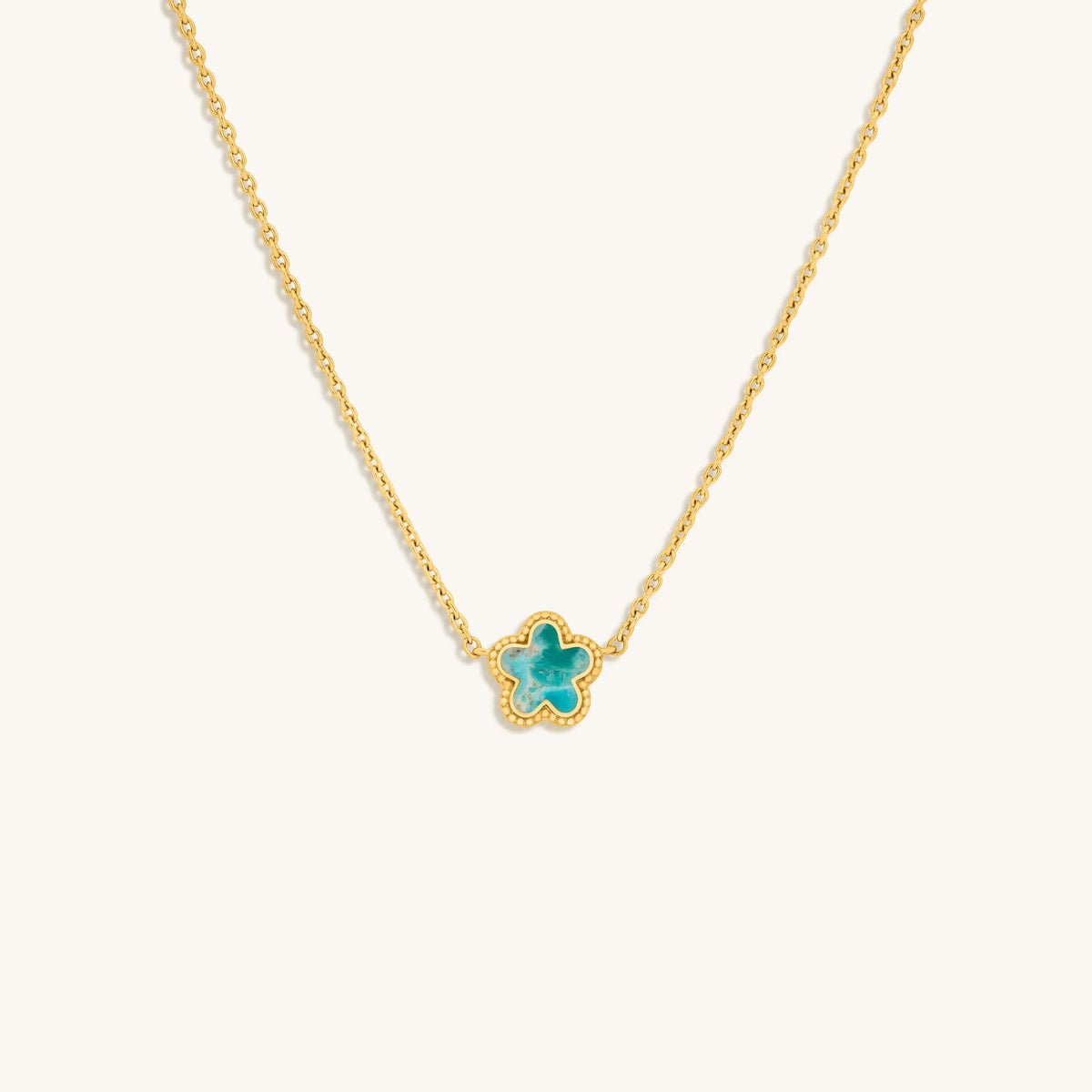Constant Growth Turquoise Flower Gold Necklace