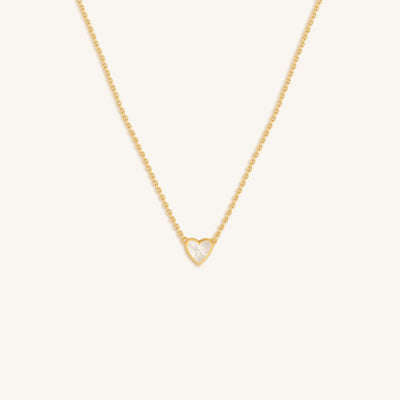 Heartfelt Abundance Mother of Pearl Heart Gold Necklace