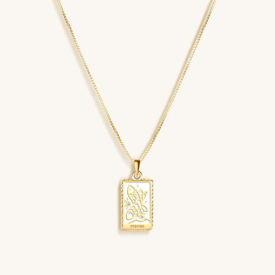 Compassionate Approach White Enamel Pisces Card Necklace