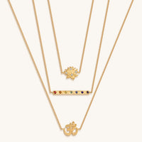 Aligned in Serenity Lotus OM Chakra Bar Triple Layer Necklace