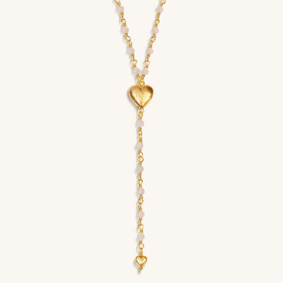 Supreme Love Rose Quartz Heart Gold Plated Necklace