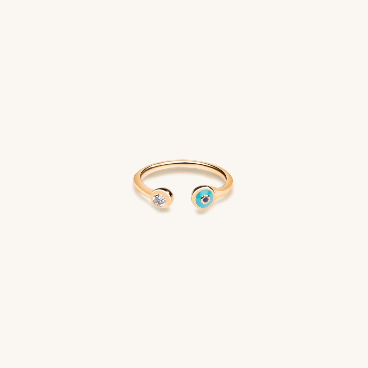 Defensive Shield Gold Turquoise Enamel Evil Eye Ring