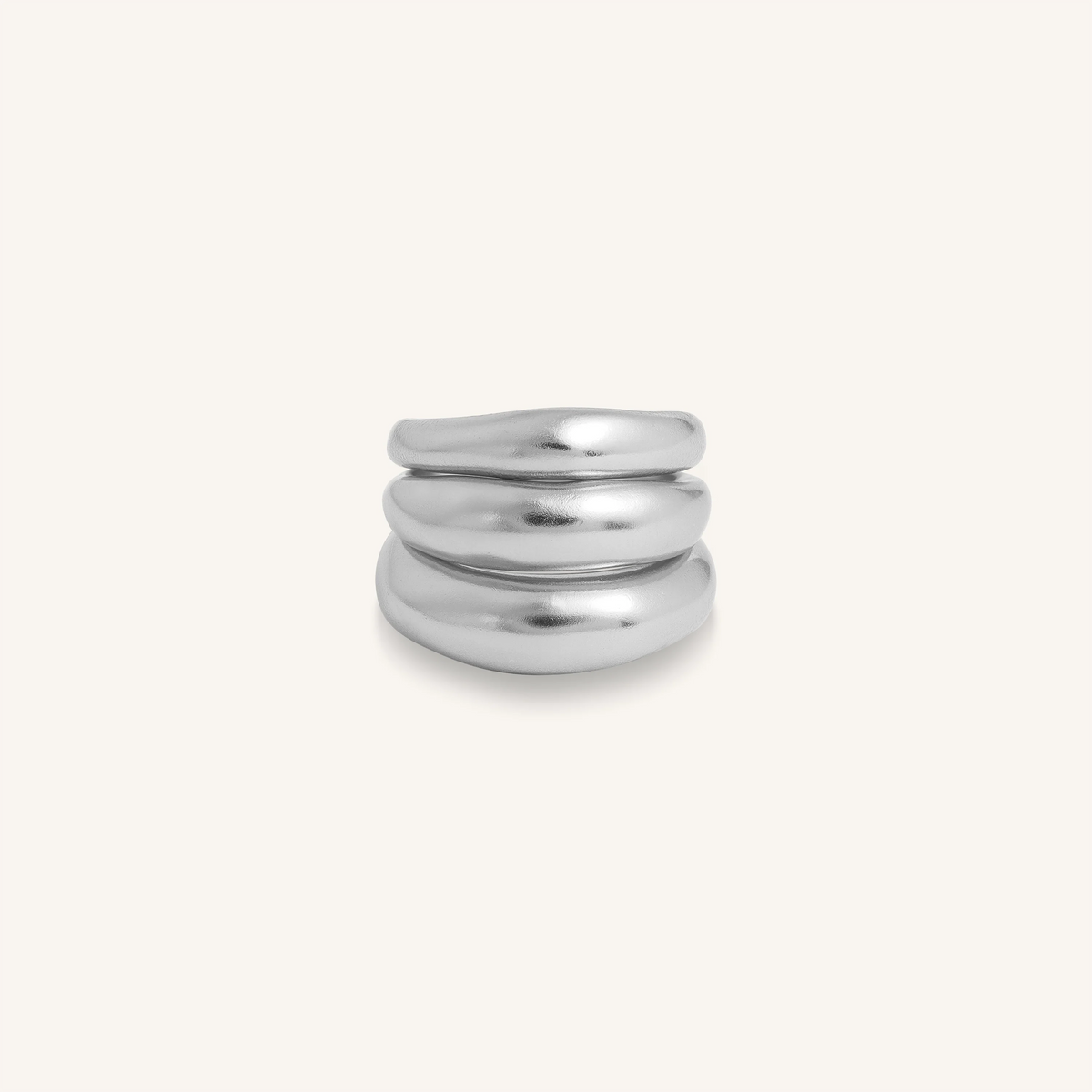 Silver Trine Balance Ring Stack