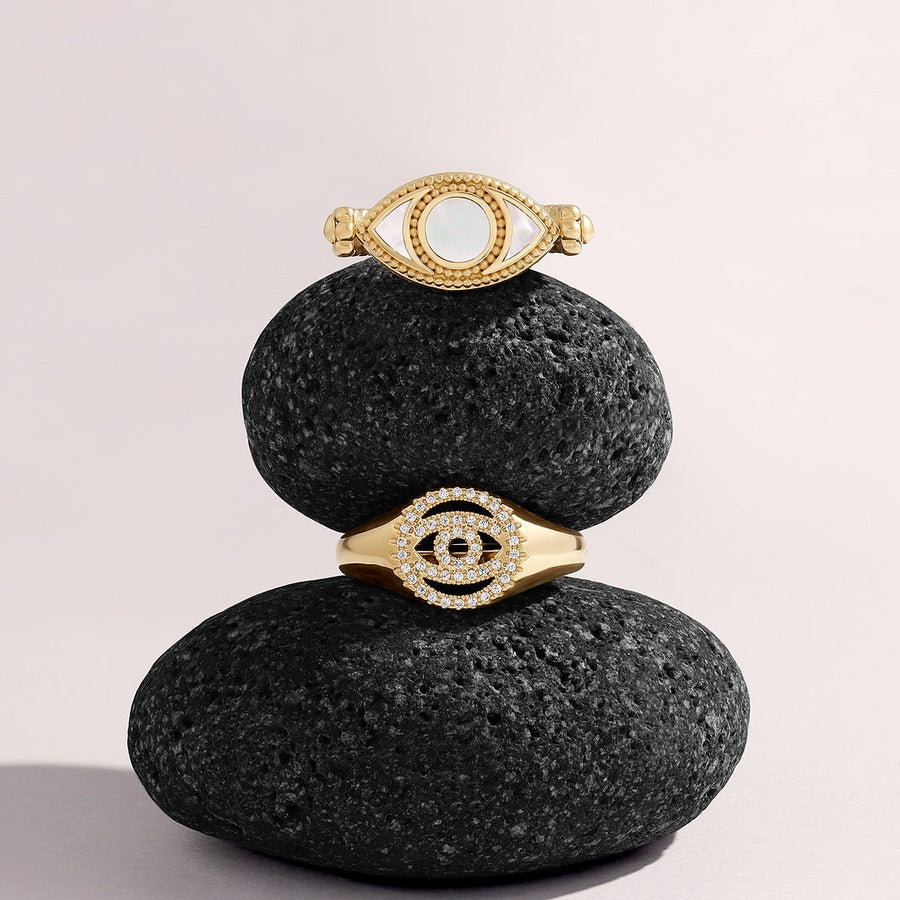 Calm Protection Evil Eye Gold Ring